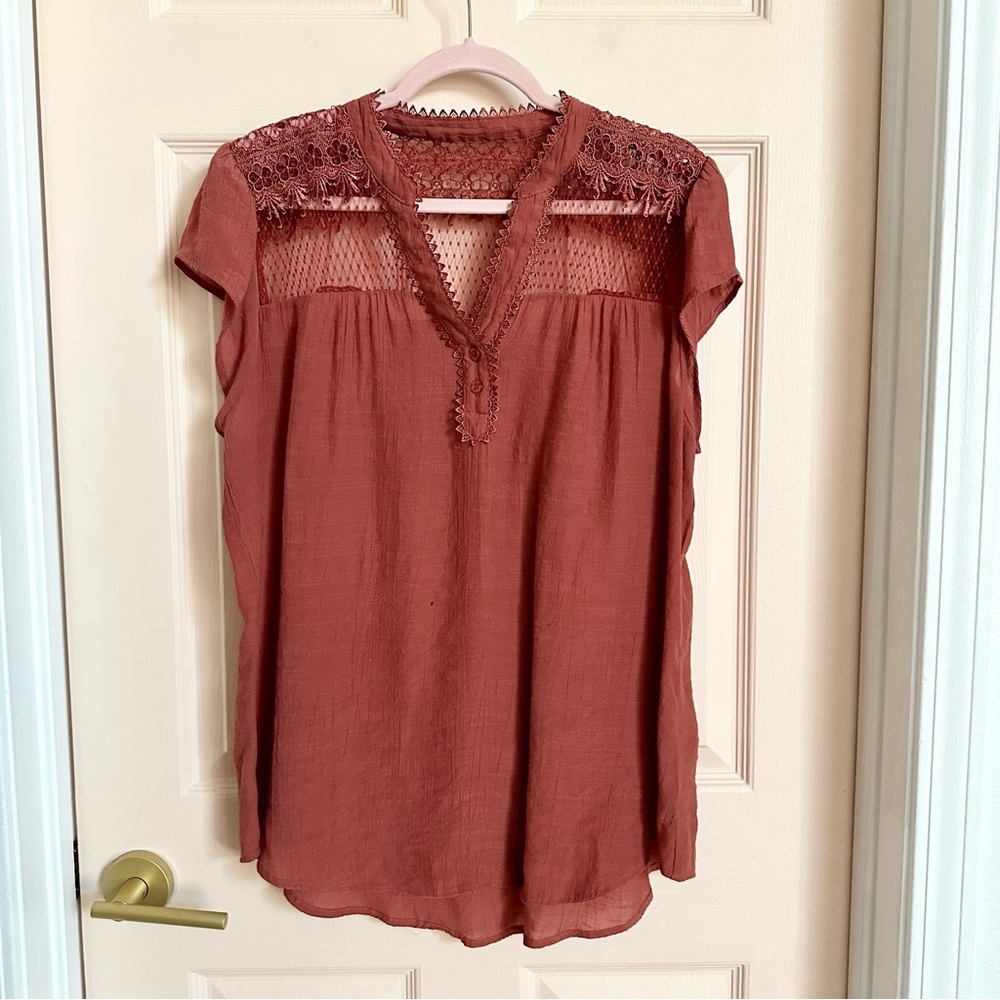 Red orange lacey perch top